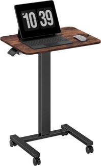 Vinsetto Schreibtisch Höhenverstellbarer Laptoptisch mit Rollen (Computertisch, 1-St, Arbeitstisch), Rustikal-Braun 65 x 48 x 68-108 cm