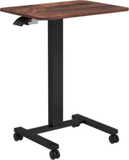 Vinsetto Schreibtisch Höhenverstellbarer Laptoptisch mit Rollen (Computertisch, 1-St, Arbeitstisch), Rustikal-Braun 65 x 48 x 68-108 cm