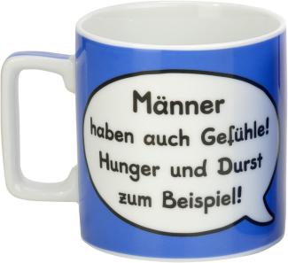 Sheepworld 42472 Tasse Wortheld ''Männer haben auch Gefühle! Hunger und Durst zum Beispiel!'', Porzellan, blau