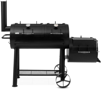 tepro Smoker Indianapolis (Massiver Holzkohle-Grillwagen mit Rollen) zum Smoken, Räuchern, BBQ, Grillen, 1 Neben- und 2 Hauptkammern mit Belüftungsregler und Kamin, 2 Thermometer, Maße ca. 184 x 88 x 153 cm