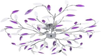 Deckenleuchte mit Acrylglas-Blätter für 5 x E14-Lampen Lila