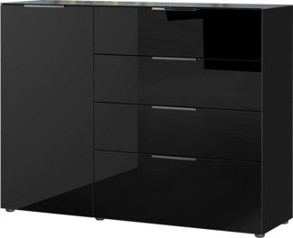 Germania Sideboard 3697-83 GW-Oakland, in Schwarz, mit Glasauflage, 134 x 102 x 42 cm (BxHxT)