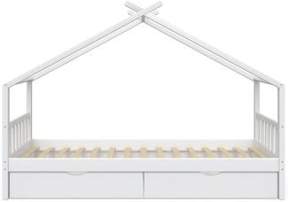 Hausbett Design Weiß 90x200 cm mit 2 Schubladen Vitalispa
