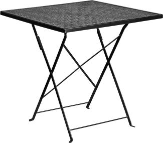 Flash Furniture Klappbarer Terrassentisch aus Stahl, m², Metall, Schwarz, 28" Square