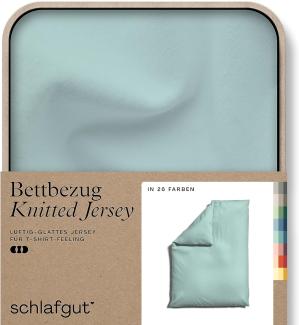 Schlafgut Knitted Jersey Bettwäsche | Bettbezug einzeln 135x200 -140x200 cm | petrol-mid