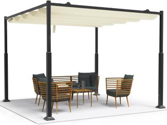 VOUNOT Pergola Pavillon 3x3 m wasserdicht stabil Winterfest, Gartenpavillon Metall mit Terrassenüberdachung freistehend, Sonnenschutz für Garten Terrasse & Balkon, Beige