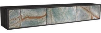 riess-ambiente TV-Board MOUNTAIN SOUL 160cm schwarz / grau-natur · Lowboard aus Massivholz (Einzelartikel, 1 St), hängend · Naturstein-Front · grifflos · mit Stauraum · Akazie · Design