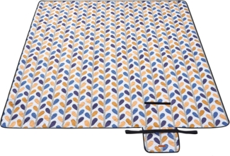 Songmics Picknickdecke, wasserdicht, maschinenwaschbar & faltbar, Polyester, gelbe / blaue Dreiecke, 200 x 200 cm