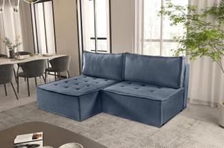 Ecksofa Schlafsofa AMALIA Stoff Raven Blau Ottomane Links