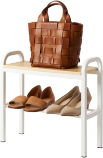 Yamazaki Schuhregal "Tower" 48x46x19cm, Schuhständer, kleine Schuhablage in weiß 48cm, für 2 Paar Schuhe, mit Ablage