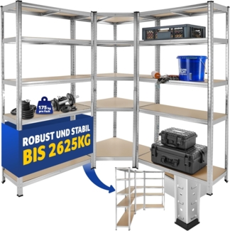 tectake Schwerlastregal Gustav, 1 Eckregal2 SeitenregaleMontagematerialMontageanleitung, Kantenschutz