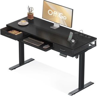 ODK Schreibtisch Höhenverstellbarer Schreibtisch mit Schubladen une Tastaturablage, 120cm, Schwarz