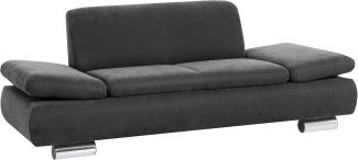 Terrence Sofa 2-Sitzer Veloursstoff Anthrazit Metallfüße verchromt