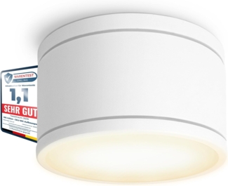 SSC-LUXon LED Außen-Deckenleuchte CELI-WX Aufbaustrahler flach fuer Bad & Aussen IP44 weiss mit LED GX53, Warmweiß