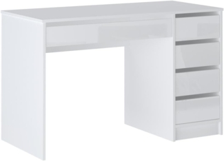 Vente-unique - Schreibtisch mit 5 Schubladen - Weiß Glänzend - JENEMI