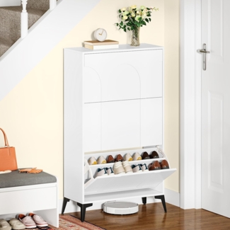 YITAHOME Schuhschrank mit 3 Klappen, Schuhschrank Schuhkipper Schmal, Schuhschranks Weiss, Schuhablage Verstellbar,118 x 24 x 70 cm, für Eingangsbereich, Flur