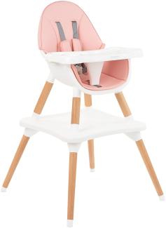 Kikkaboo Kinderhochstuhl Multi 3 in 1, Kinderstuhl, Tisch, Holzbeine, umbaubar rosa