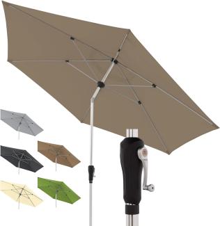 Doppler Sonnenschirm SL-AZ Auto Tilt 330 cm Greige-Taupe I Gartenschirm knickbar I Kurbelschirm mit UV-Schutz 80+ I Kurbelschirm aus Aluminium I regenabweisendes Polyester-Schirmdach