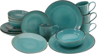 CreaTable Kombiservice Nature Collection, Kombi-Service 16-tlg (16-tlg), 4 Personen, Steinzeug, Handwerklicher Look, Vintage