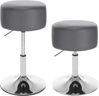 WOLTU BH14gr-2 Design Hocker mit Hebel, 2er Set, stufenlose Höhenverstellung, verchromter Stahl, Antirutschgummi, pflegeleichter Kunstleder, gut gepolsterte Sitzfläche, Grau