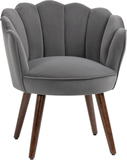 HOMCOM Esszimmerstuhl Küchenstuhl Sessel mit Rückenlehne Wohnzimmerstuhl Polyester Gummiholz Dunkelgrau 66 x 66 x 78,5 cm
