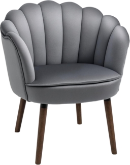 HOMCOM Esszimmerstuhl Küchenstuhl Sessel mit Rückenlehne Wohnzimmerstuhl Polyester Gummiholz Dunkelgrau 66 x 66 x 78,5 cm
