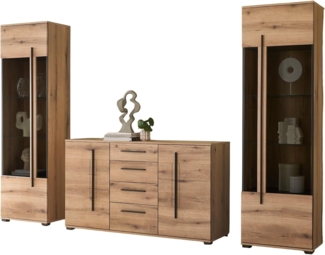 Wohnwand Design-D in Evoke Eiche 3-teilig 290 x 200 cm