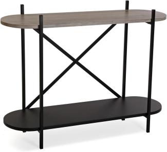 Versa Madison Schmales Möbelstück für den Eingangsbereich oder Flur, Moderner Konsolentisch, mit unterer Ablage, Medidas (Al x L x An) 76 x 33 x 100 cm, Holz und Metall, Farbe: Braun und Schwarz