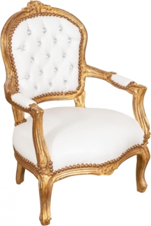 Biscottini Barock, 5 x 49,5 x 50 cm | Stühle Luigi XVI | französischer Stil Sessel Schlafzimmer weiß, Holz samt, 74,5 x 49,5 x 50 cm