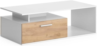 Vicco Couchtisch Weiß/Goldkraft Eiche 118x59 cm, Roland