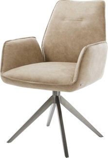 Drehstuhl Zoa-Flex Mikrofaser Beige Vintage Kreuzgestell breit Graphit 360° drehbar Wippfunktion Taschenfederkern