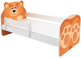 ACMA Tiere VII Kinderbett Jugendbett Matratze Rausfallschutz Lattenrost 140x70 160x80 180x80 (05 Bär, 160x80 cm)