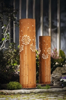 LED-Solarsäule Pusteblume 2er Set Lampe Deko Dekoration Gartendeko Leuchte