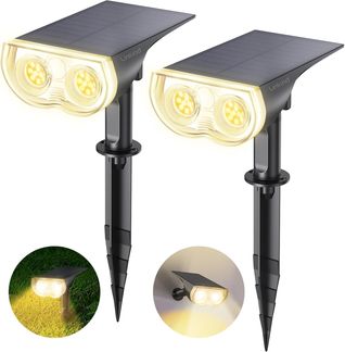 Linkind LED Solarlampen StarRay, Dusk to Dawn Licht Sensorik Solarleuchte, IP67 wasserdicht Außenwandleuchte, 650lm 3000K Warmweiß Solar Wegbeleuchtung Strahler für Garage Eingang, 2er Pack