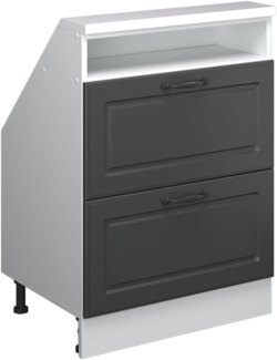 Dachschrägenschrank Rion Anthrazit Landhaus/Weiß mit 2 Schubladen Vicco