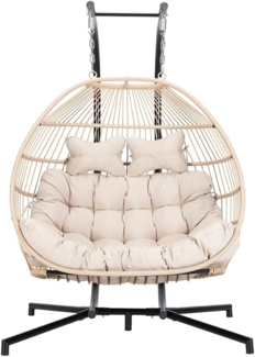 HOME DELUXE Hängesessel LOMA – 2 Sitzer Beige