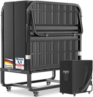 KESSER® Klappbett 200x90cm Gästebett inkl. Matratze aus Memory-Schaum & Rollen | faltbares Reisebett mit Metallrahmen für Erwachsene belastbar bis 250kg | Metallbett mit Schaumstoffmatratze & Cover Anthrazit, Premium Komfort