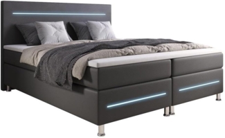 Boxspringbett Sejour mit LED 120x200 Grau H4 (100kg+)