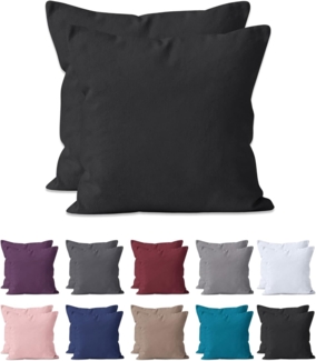Hometex Premium Textiles Kissenbezug 2-er Set Kissenbezug Mikrofaser, Doppelpack Kissenhüllen ca. 95 g/m², Dekorative Dekokissen Sofakissen Lendenkissen Wurfkissenbezug mit Reißverschluss
