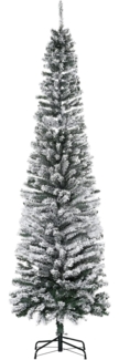 HOMCOM Künstlicher Weihnachtsbaum 225 cm Bleistift Kiefernbaum mit Schnee, 738 Spitzen, beflockt, Kiefer, Weihnachtsdeko inkl. Metallständer für drin