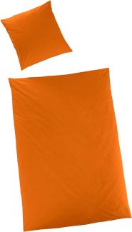 Hahn Haustextilien Luxus-Satin Bettwäsche uni Farbe orange Größe 135x200 cm