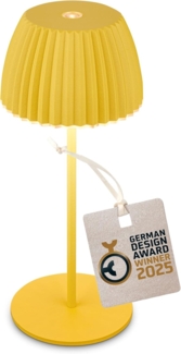 BRILONER - Riffle Mini LED Tischlampe kabellos IP44 mit Lichtkante, Touchdimmer, Akku tauschbar, Nachttischlampe, Leselampe, LED Lampe, Akku Lampe, German Design Award Winner 2025, 8,5x20 cm, Gelb