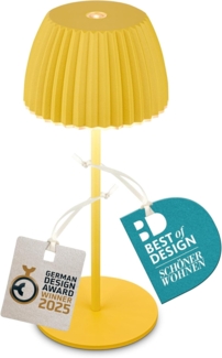 BRILONER - Riffle Mini LED Tischlampe kabellos IP44 mit Lichtkante, Touchdimmer, Akku tauschbar, Nachttischlampe, Leselampe, LED Lampe, Akku Lampe, German Design Award Winner 2025, 8,5x20 cm, Gelb