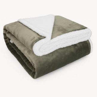 Betz Luxus FlanellKuscheldecke Wohndecke XXL Verona Sherpa Größe 150x200 cm Farbe Taupe