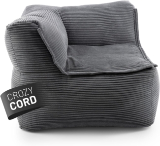 Lumaland Modulares Eckteil Links - Cord-Reihe | Indoor Sitzsack mit Softer Struktur, ideal Sofa Modulen & zum Pouf | Bean Bag mit Füllung - für Wohnzimmer & Co. - 81 x 81 x 70 cm