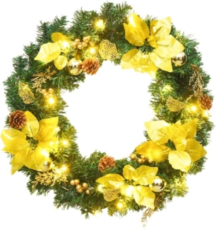 vidaXL Weihnachtskranz mit LED-Lichtern Grün 60 cm PVC 321515