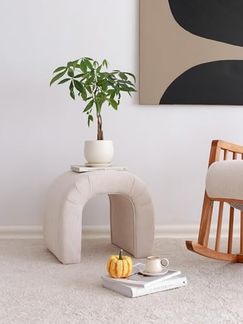 Atelier Del Sofa Elegant Pouffe in White, Velvet Corduroy, 51 x 45 x 46 cm | 100% Polyester, Beech Tree Frame | Stylish & Functional for Modern Living Spaces