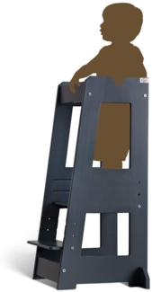 tiSsi 'Felix' Lernturm, Tritt 3-fach höhenverstellbar, Buche grau, Massivholz