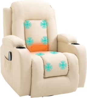 HOMCOM Massagesessel Fernsehsessel mit 8 Massagemodi, Fernbedienung (TV-Sessel, 1-St, Ruhesessel), mit Becherhalter