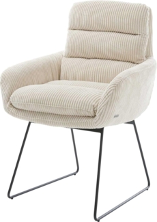 Esszimmerstuhl Abelia-Flex mit Armlehnen Cord Beige Kufengestell Schwarz
